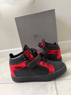 Giuseppe Zanotti Black and Red Men's High-Top Sneakers